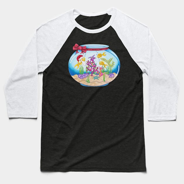 Merry Fishmas Baseball T-Shirt by TJWArtisticCreations